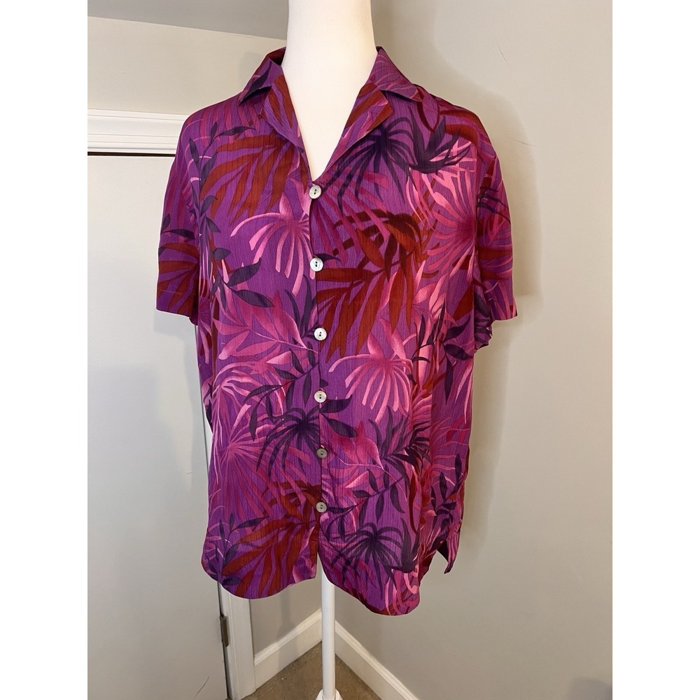Vintage 100% Silk Amanda Smith Petite Purple Floral 80's Shoulder Pads Medium P